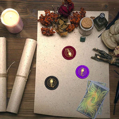 Animal Themed Crow Wax Seal Stamp Set 30mm Crystal Grid Moon Stamp