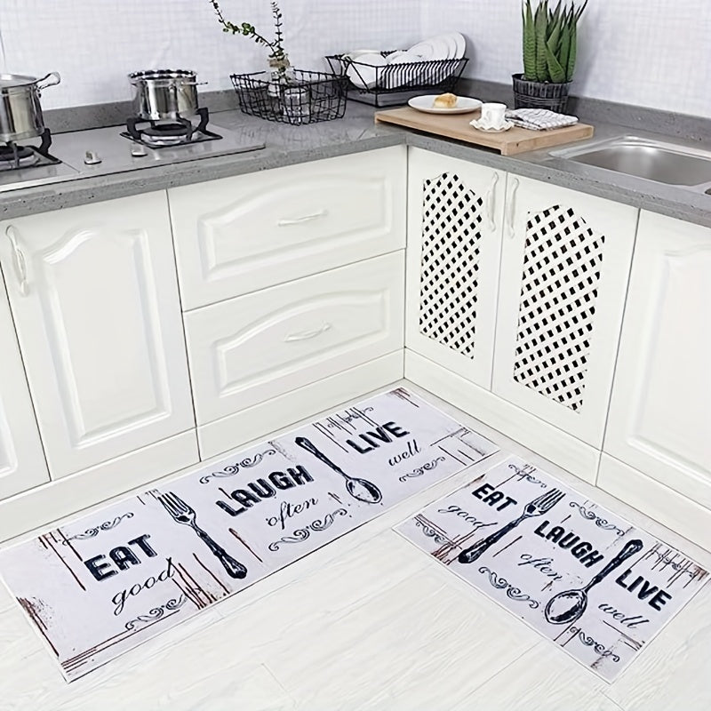 2pcs Kitchen Mat Anti Slip Polyester Carpet Absorbent Bath Mat