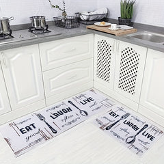 2pcs Kitchen Mat Anti Slip Polyester Carpet Absorbent Bath Mat