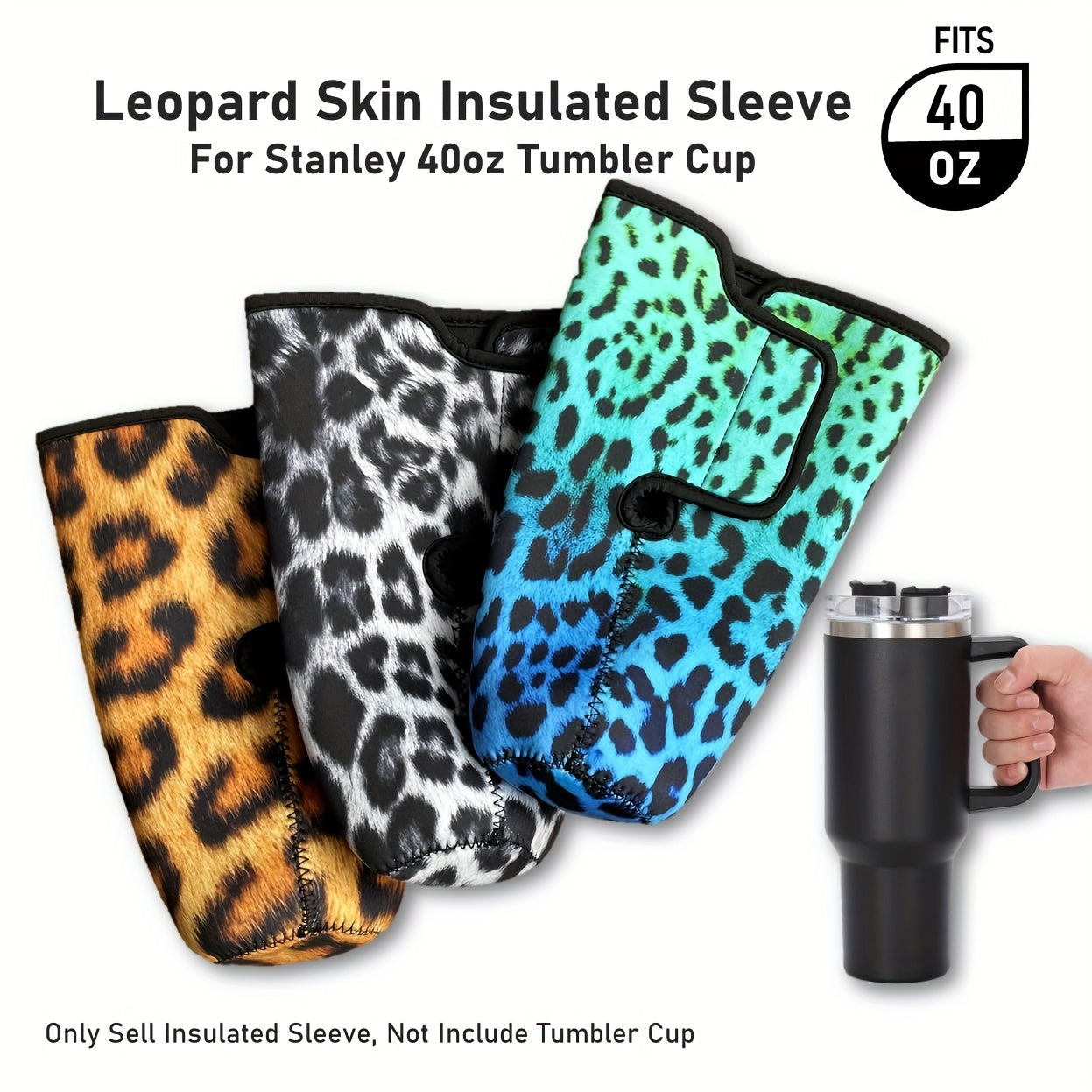 Waterproof Leopard Skin Insulated Bottle Sleeve for 40oz Water Bottle