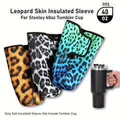 Waterproof Leopard Skin Insulated Bottle Sleeve for 40oz Water Bottle