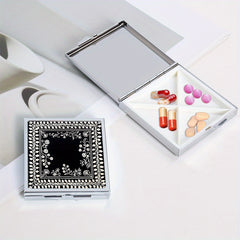 Creative Picture Printing Square Pill Box with 4 Compartments