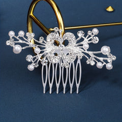 Rhinestone Faux Pearl Hair Comb Bridal Headband