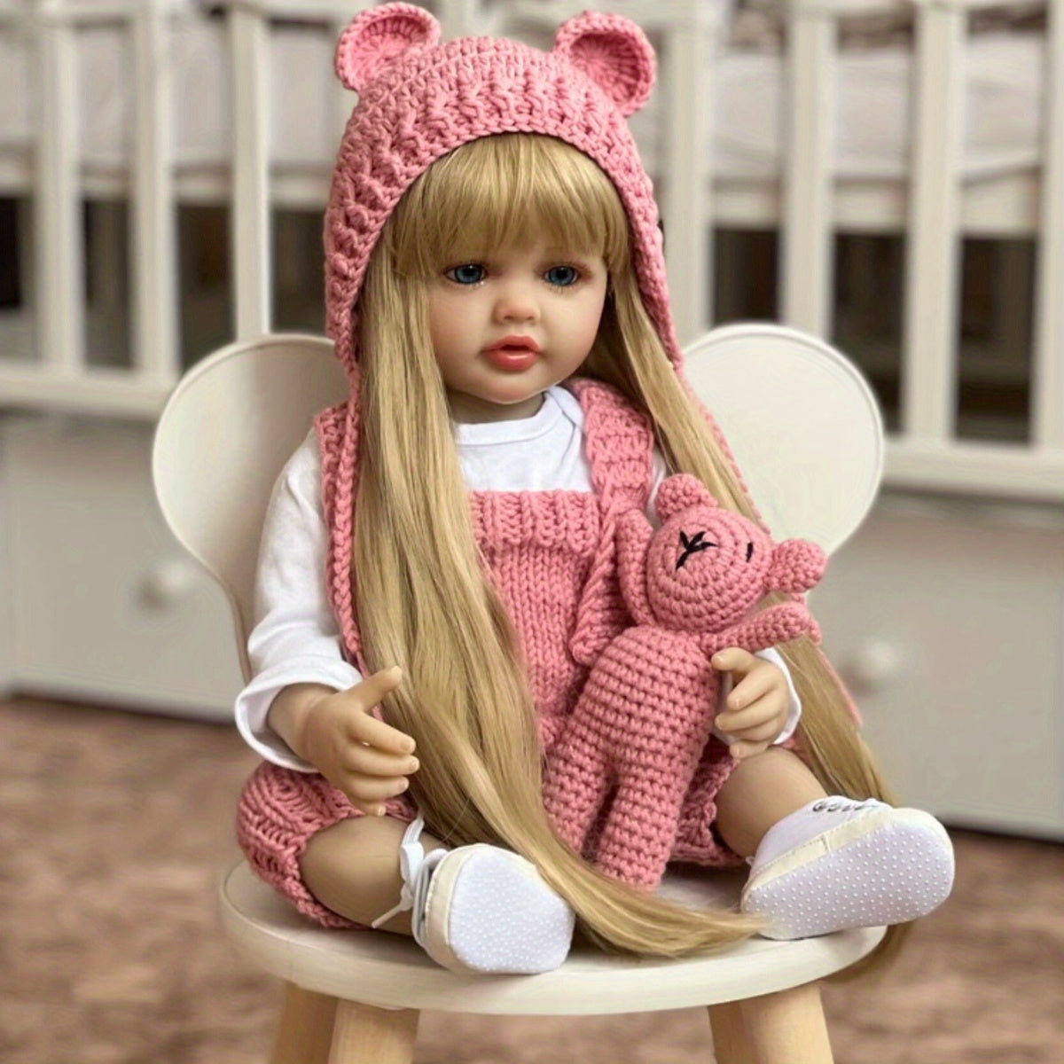 22" Lifelike Princess Bebe Reborn Doll with Pink Hoodie & Accessories