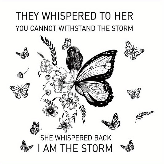 PEOHO I AM THE STORM Wall Decal Butterfly & Floral Design
