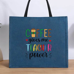 Teacher Themed Tote Bag in Lake Polyester for School Shopping Travel