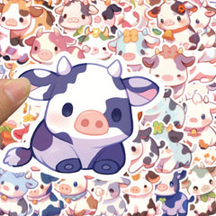 50 Pack Vinyl Cow Stickers Cute Cartoon Decals Water Bottle Laptop Skateboard
