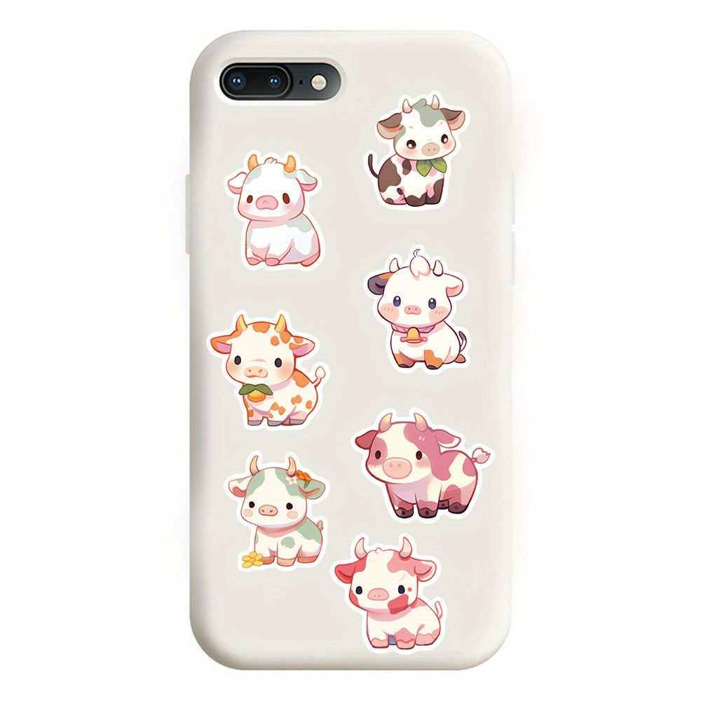 50 Pack Vinyl Cow Stickers Cute Cartoon Decals Water Bottle Laptop Skateboard