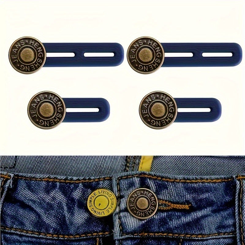 4pcs Stainless Steel Adjustable Jeans Button Extenders