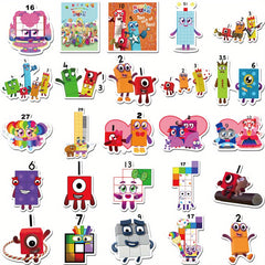 52pcs Numberblocks Vinyl Stickers Waterproof Decals for Water Bottle Laptop Phon