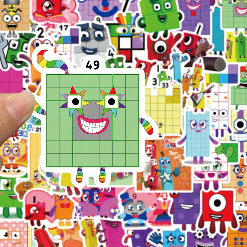 52pcs Numberblocks Vinyl Stickers Waterproof Decals for Water Bottle Laptop Phon