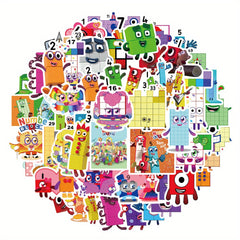 52pcs Numberblocks Vinyl Stickers Waterproof Decals for Water Bottle Laptop Phon