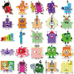 52pcs Numberblocks Vinyl Stickers Waterproof Decals for Water Bottle Laptop Phon
