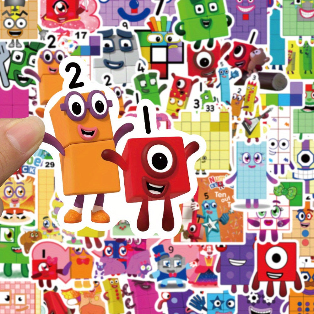 52pcs Numberblocks Vinyl Stickers Waterproof Decals for Water Bottle Laptop Phon