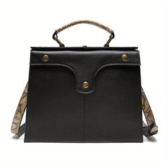 Steampunk Leather Crossbody Bag with Embossed Floral Pattern