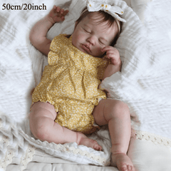 20 Inch Lifelike Girl Doll with 3D Painted Skin & Soft Cloth Body Yellow Dress
