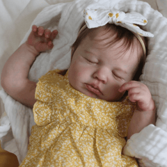 20 Inch Lifelike Girl Doll with 3D Painted Skin & Soft Cloth Body Yellow Dress