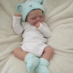 18%22 Reborn Girl Doll w/Bear Hat 3D Painted Skin Realistic Sleeping