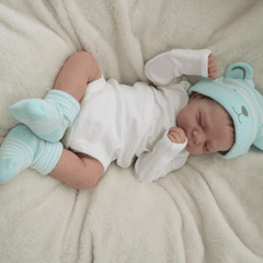 18%22 Reborn Girl Doll w/Bear Hat 3D Painted Skin Realistic Sleeping