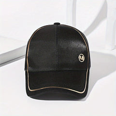 Golden M Label Baseball Cap Solid Casual Sun Hat Satin Golf Dad Hats