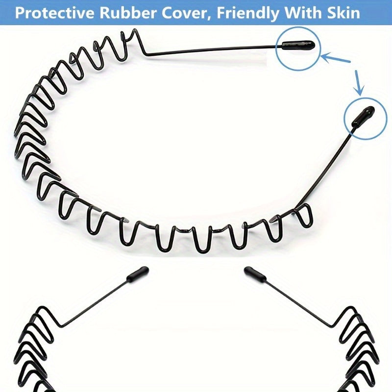 Metallic Wavy Hair Band Non Slip Headband Elastic Sports Hair Hoop 1pc