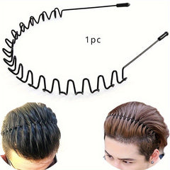 Metallic Wavy Hair Band Non Slip Headband Elastic Sports Hair Hoop 1pc
