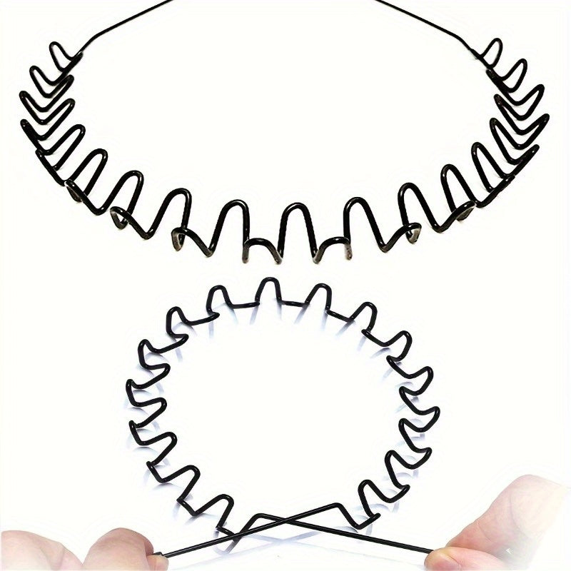 Metallic Wavy Hair Band Non Slip Headband Elastic Sports Hair Hoop 1pc