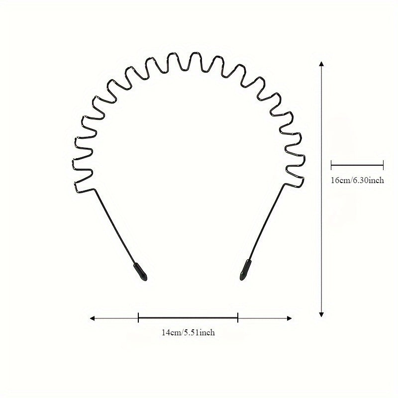 Metallic Wavy Hair Band Non Slip Headband Elastic Sports Hair Hoop 1pc