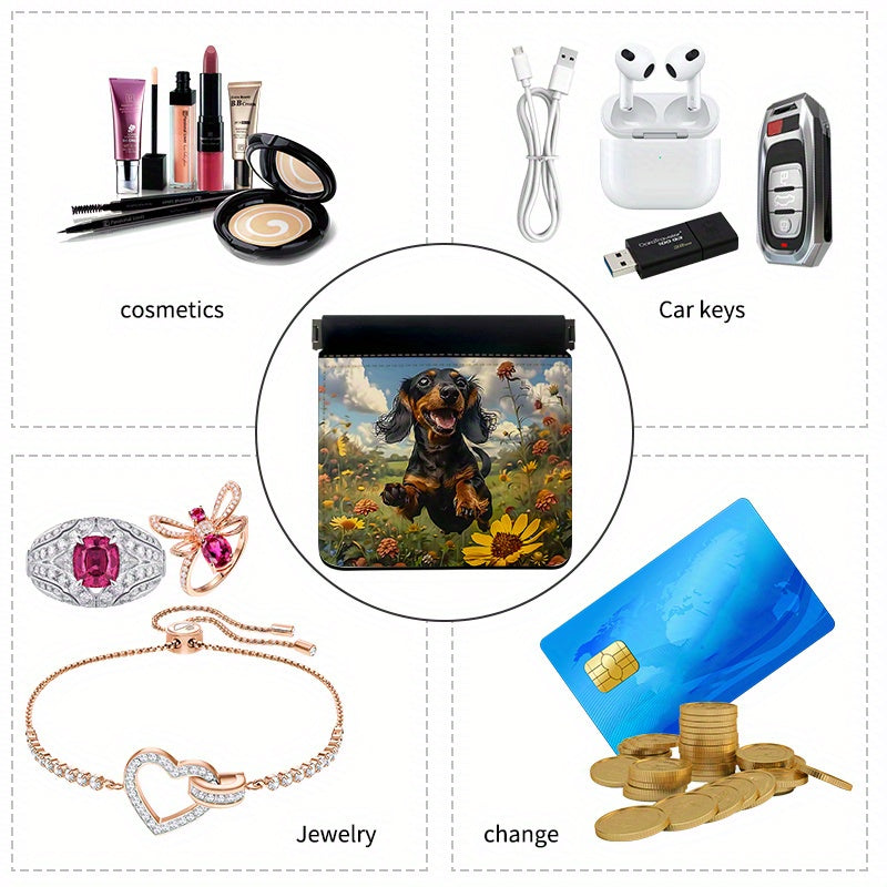 2 Pack Dog & Flower Pattern 7 Pill Organizer Boxes with Dual Layer Storage Pouch