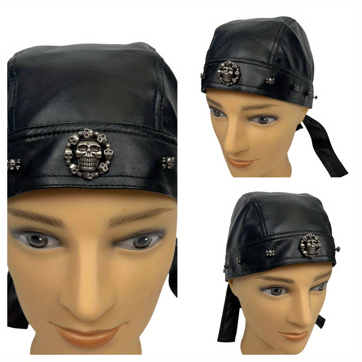 Punk Faux Leather Bandana Halloween Dress Up Headwear