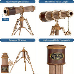 DIY Monocular Telescope 3D Wooden Puzzle Model Building Kit for Adults