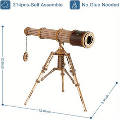 DIY Monocular Telescope 3D Wooden Puzzle Model Building Kit for Adults