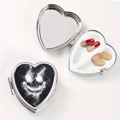 Heart Shaped Pill Box with 2 Compartments - Smile Line Pattern Print