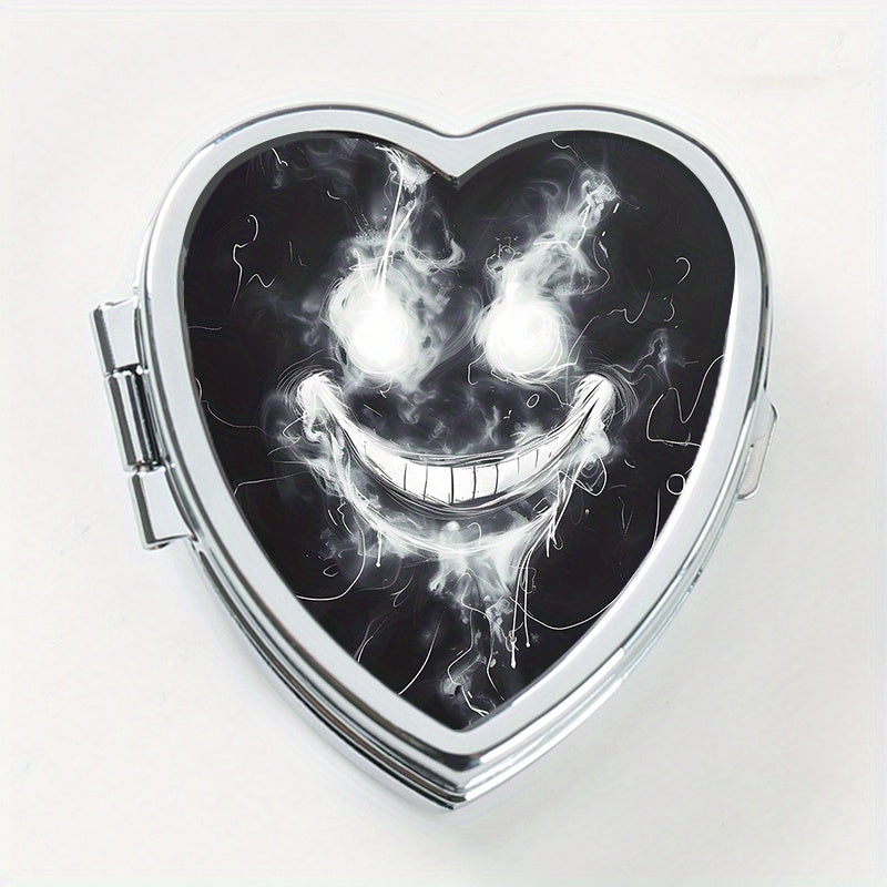 Heart Shaped Pill Box with 2 Compartments - Smile Line Pattern Print