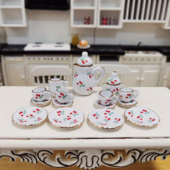 15pcs Chinese Ceramic Tea Set Decor Dollhouse Porcelain Tableware