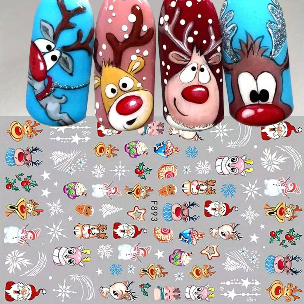 Christmas Nail Art Stickers Santa Deer Snowman Snowflakes Animal Designs