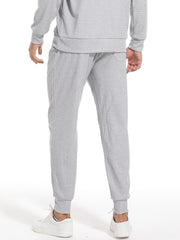 Waffle Pattern Drawstring Sweatpants Loose Fit Pants Men