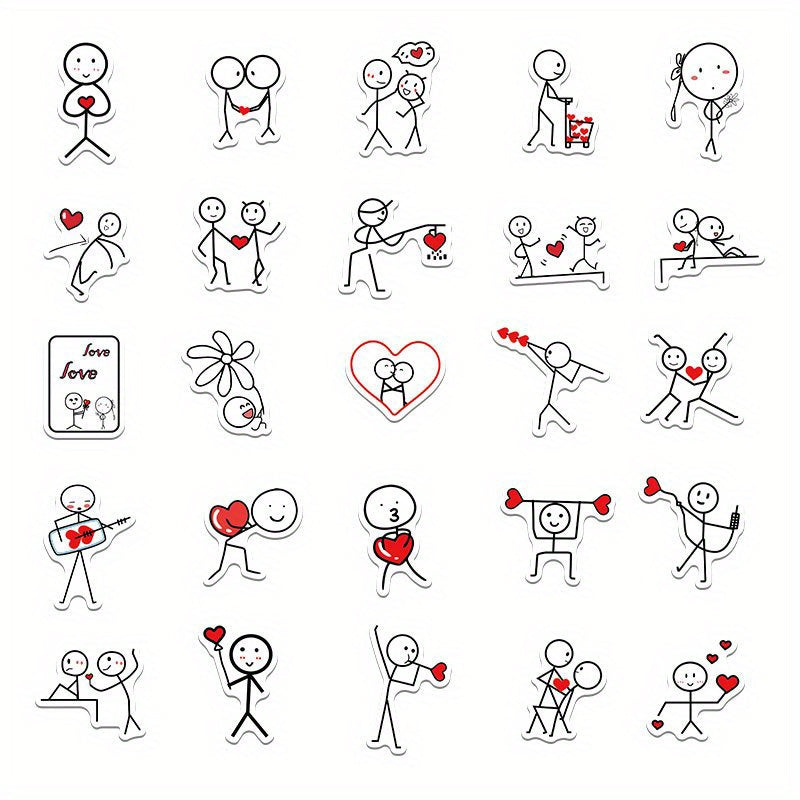 50pcs Cartoon Stickman Vinyl Stickers DIY Water Bottle Decoration