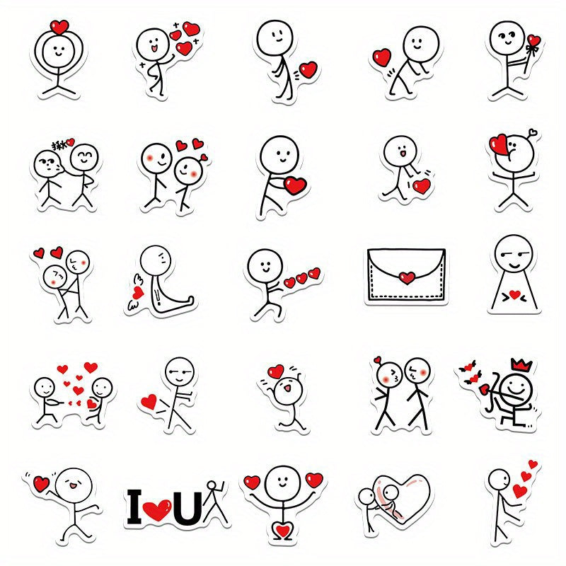 50pcs Cartoon Stickman Vinyl Stickers DIY Water Bottle Decoration