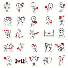 50pcs Cartoon Stickman Vinyl Stickers DIY Water Bottle Decoration