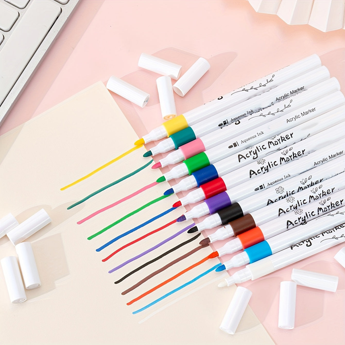 Acrylic Paint Pen Set 12 24 Colors Waterproof & Non Toxic Washable