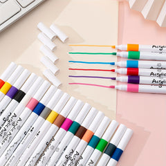 Acrylic Paint Pen Set 12 24 Colors Waterproof & Non Toxic Washable