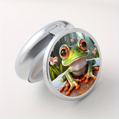 1pc Frog Print Round Pill Box 3 Compartments