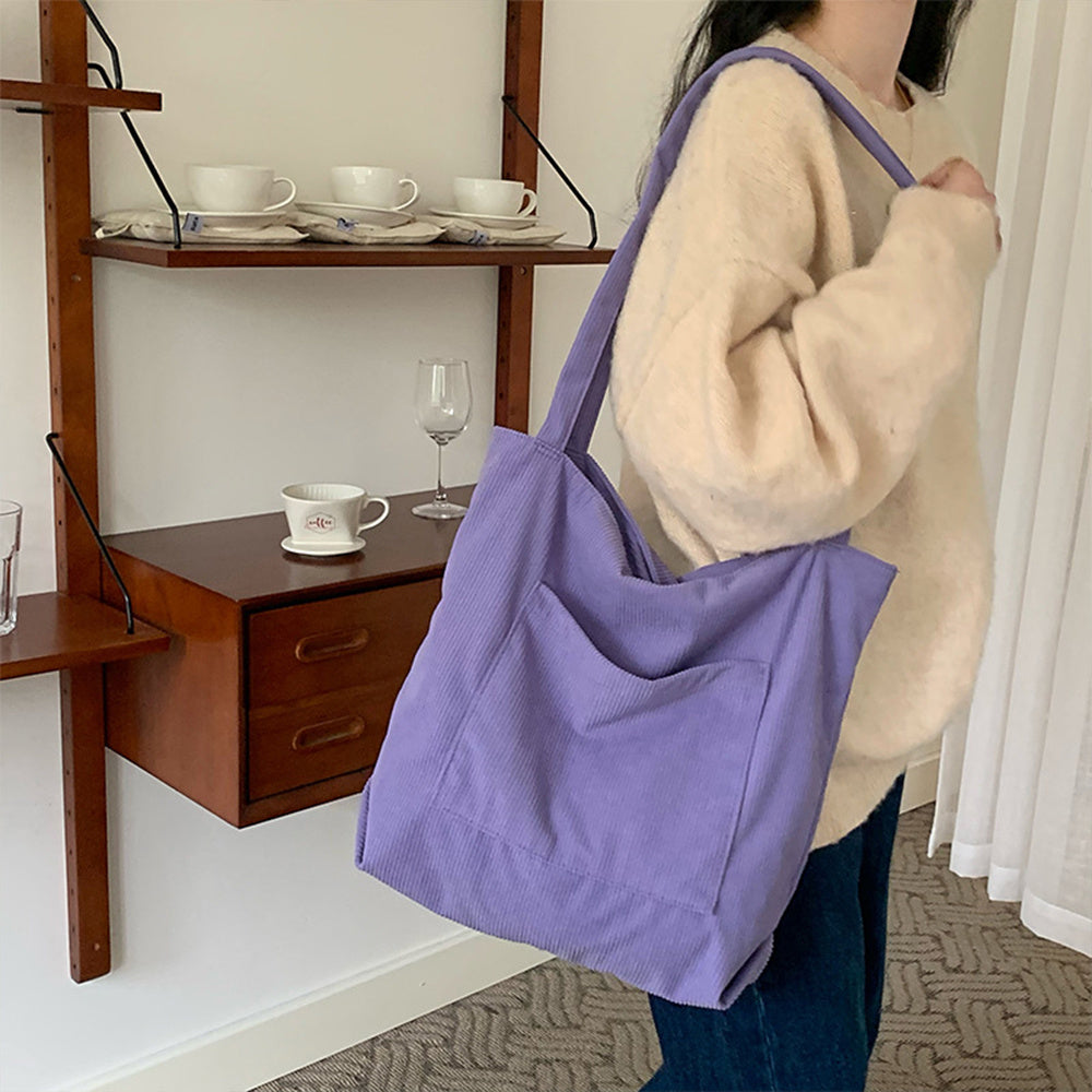 NYXIA Corduroy Tote Bag - Minimalist Shoulder Hobo Bags