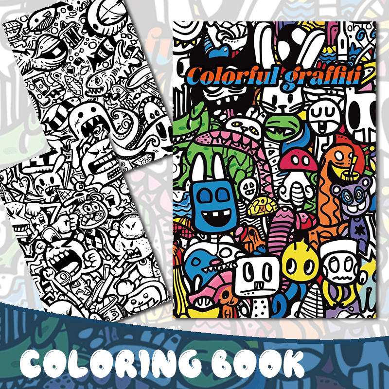 Colorful Graffiti Coloring Book for Adults - 22 Pages Relaxation Art Gift