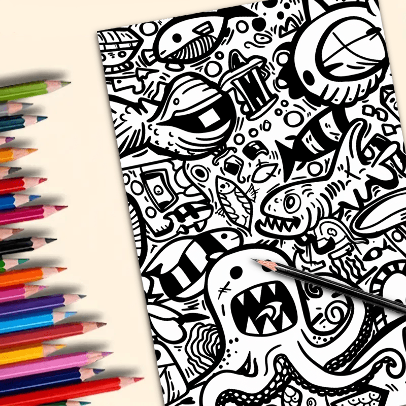 Colorful Graffiti Coloring Book for Adults - 22 Pages Relaxation Art Gift