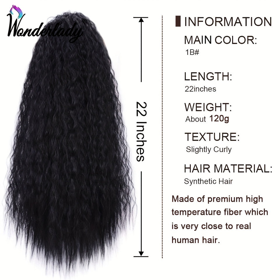 Water Wave Ponytail Hair Extensions 55 88cm Rubber Band Clip In Draws