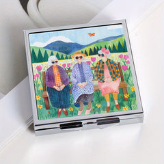 Flower Sisters Square Pill Box 4 Compartments Portable Medicine Box
