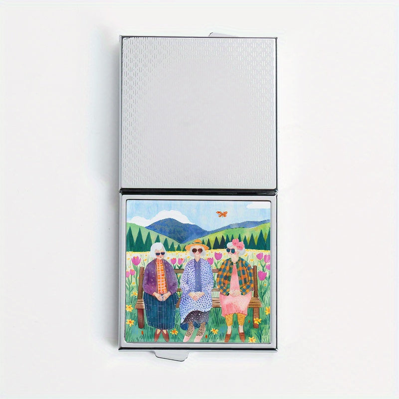 Flower Sisters Square Pill Box 4 Compartments Portable Medicine Box