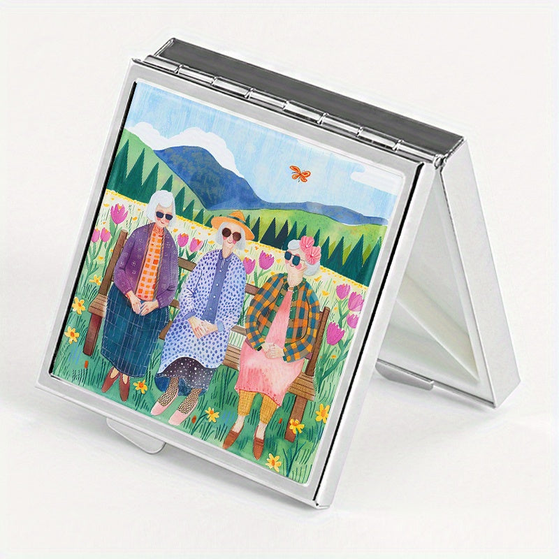 Flower Sisters Square Pill Box 4 Compartments Portable Medicine Box